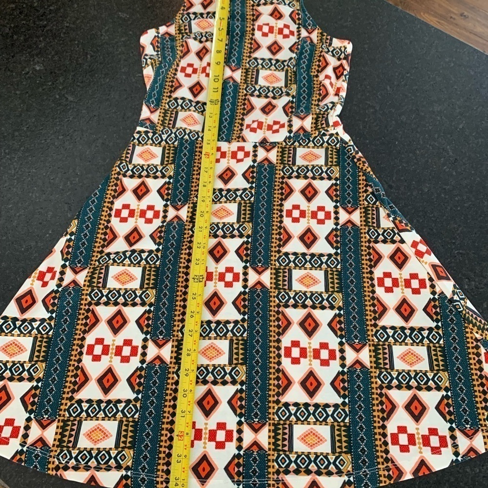 H&M size sm sundress multi color Aztec fabric boho 90’s tank top comfy A-line